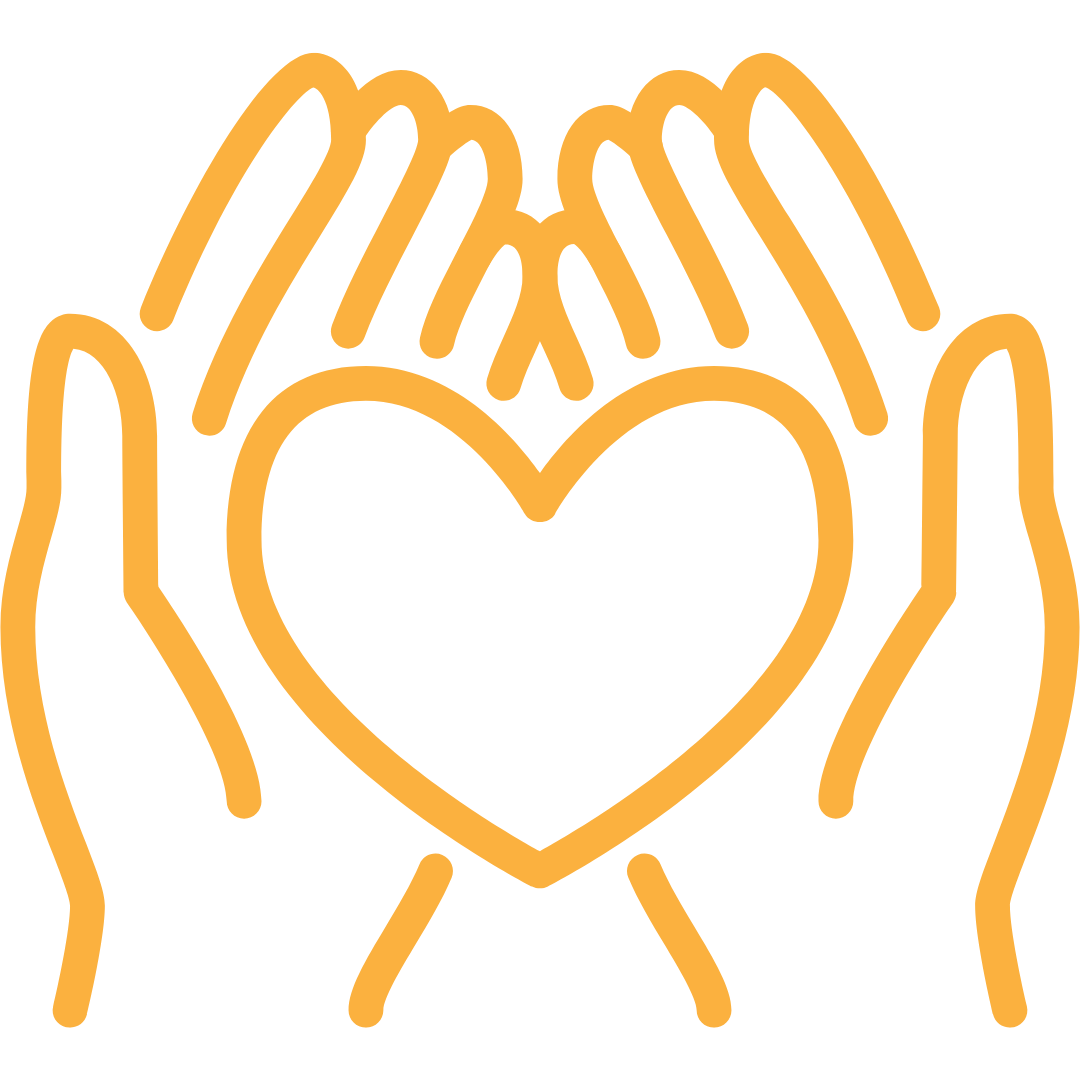 Cartoon hand holding a love heart